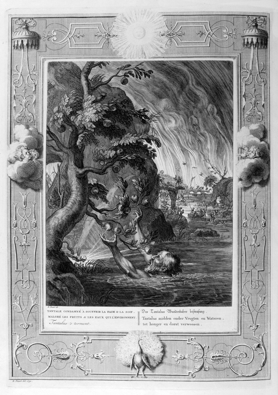 Tantalus kwelling, 1733 door Bernard Picart
