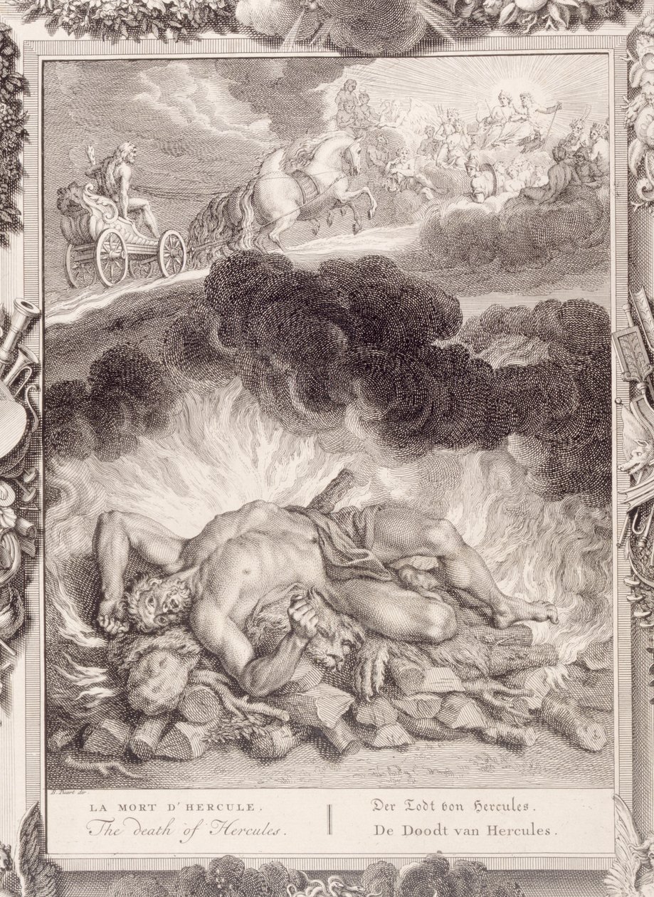 De dood van Hercules door Bernard Picart