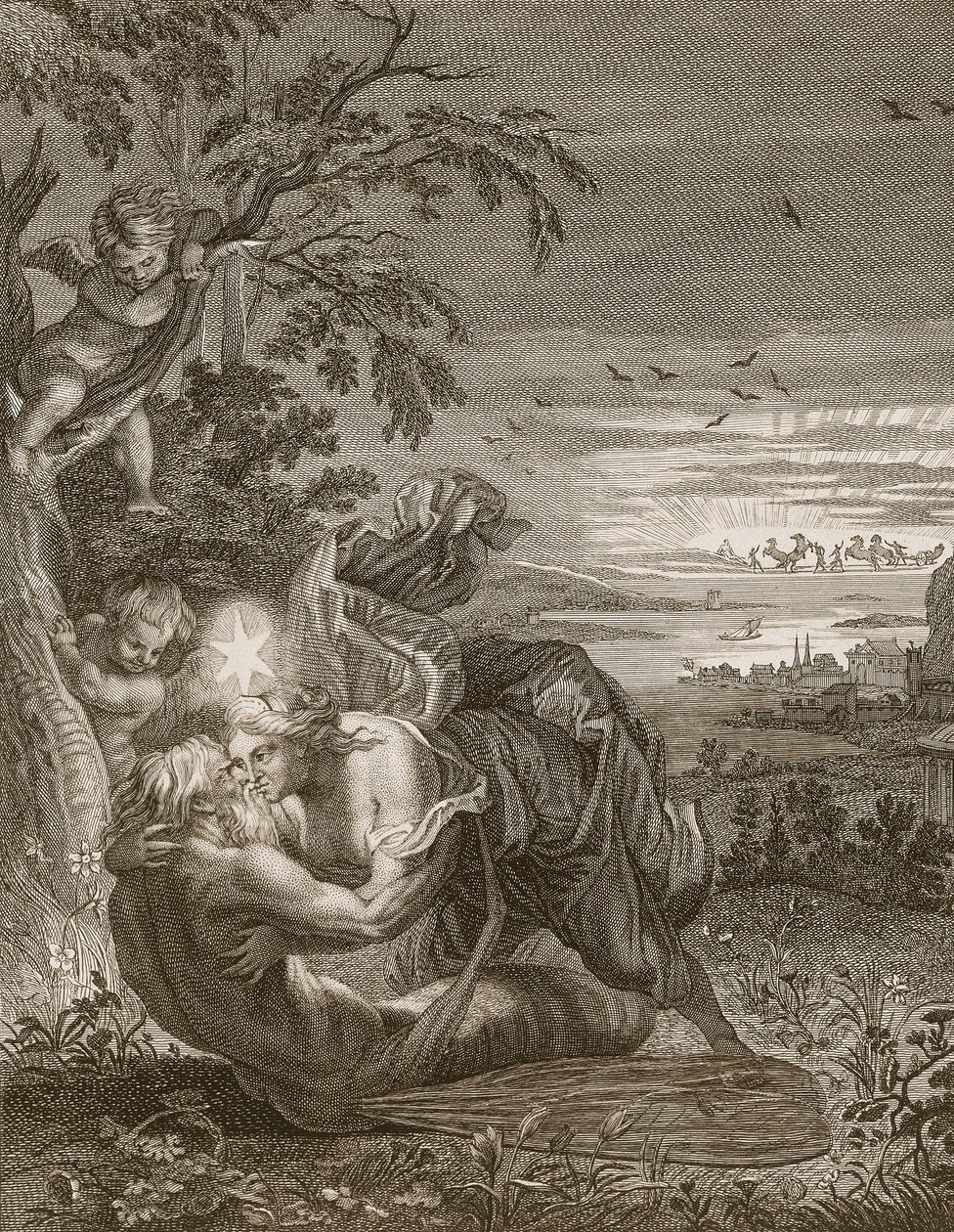 Tithonus, de Echtgenoot van Aurora, Veranderd in een Sprinkhaan, 1731 door Bernard Picart