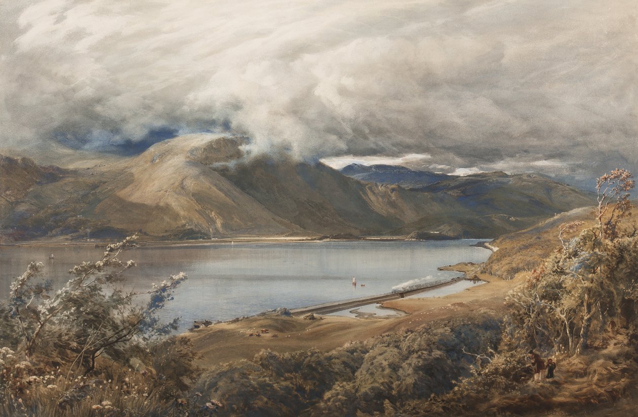 Noord-Wales, mogelijk een stuk van de Ffestiniog spoorweg door Bernard Walter Evans