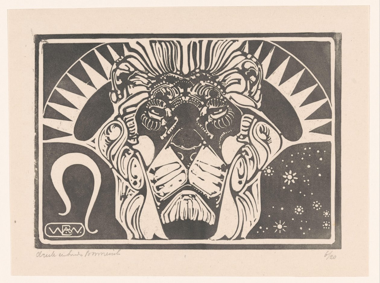 Kop van een leeuw door Bernard Willem Wierink (signed by artist)