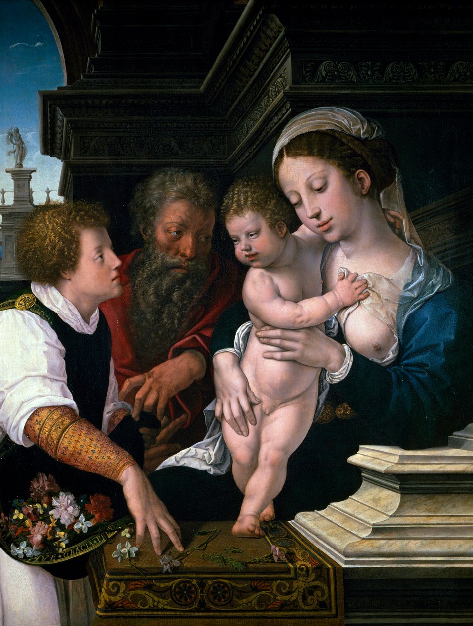 "La Sainte famille" Peinture de Bernard van Orley (Barend, Barent, Bernaert van Brussel door Bernard van Orley