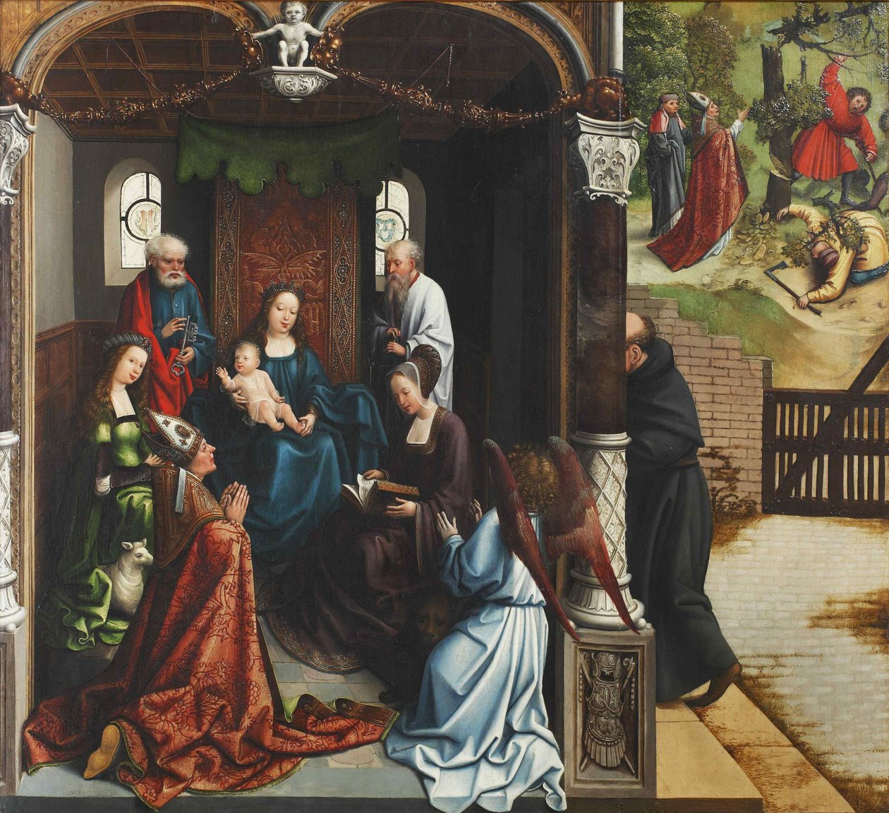 Maagd en Kind aanbeden door Sint Maarten, 1514 door Bernard van Orley