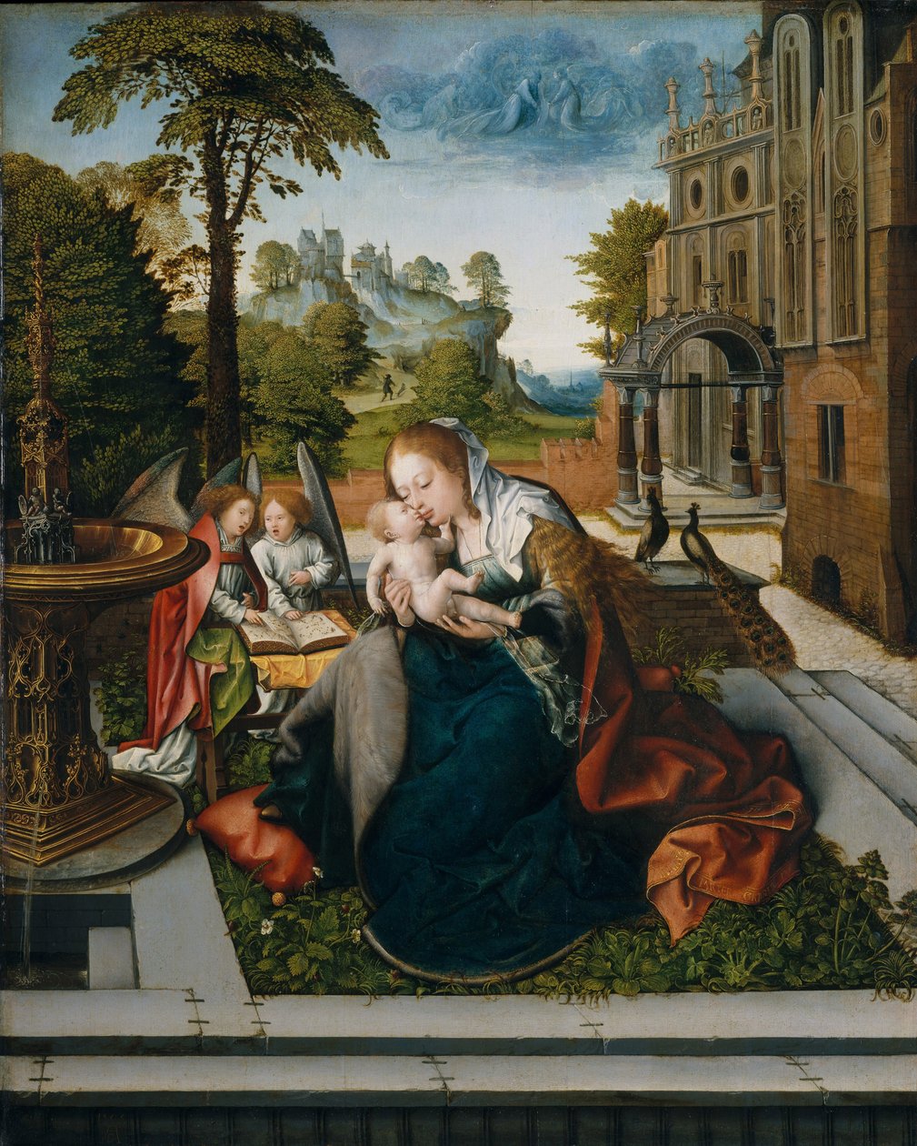 Maagd en kind met engelen, c.1518 door Bernard van Orley
