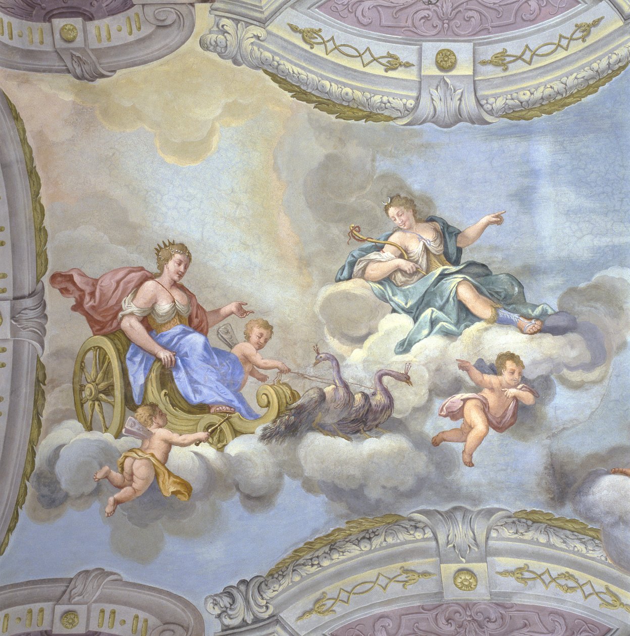 Juno in een wagen, ca. 1760 door Bernardino and Galliari Galliari