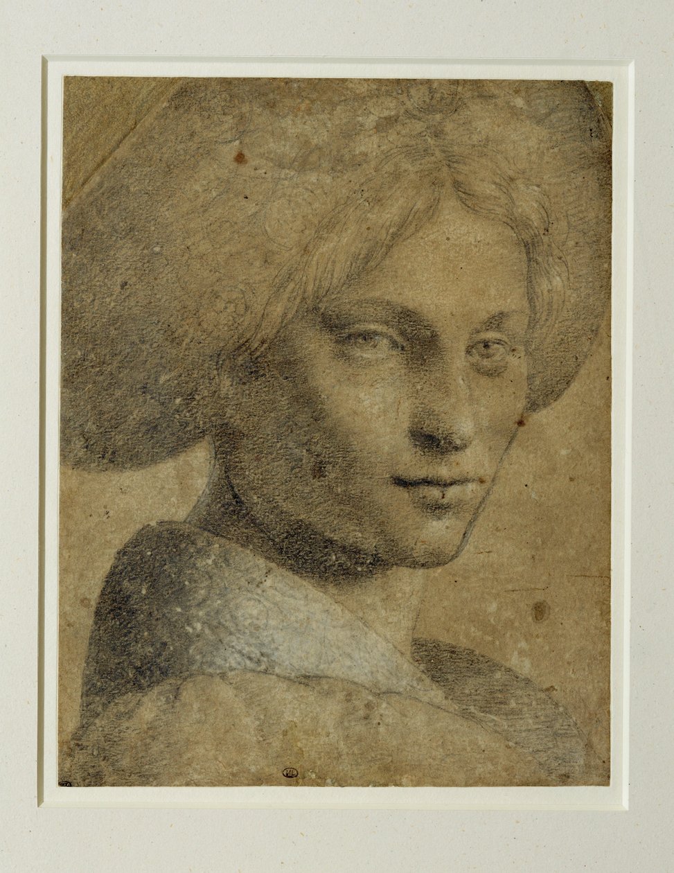 Portret van een vrouw met tulband, driekwart naar rechts ... door Bernardino (attr. to) Luini