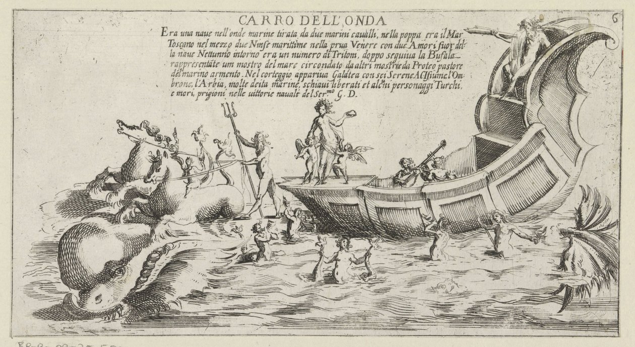 Triomfwagen van het Sienese district Onda door Bernardino Capitelli