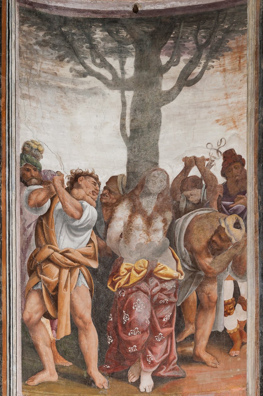 Detail van Het Martelaarschap van Sint-Catharina (fresco) door Bernardino Lanino