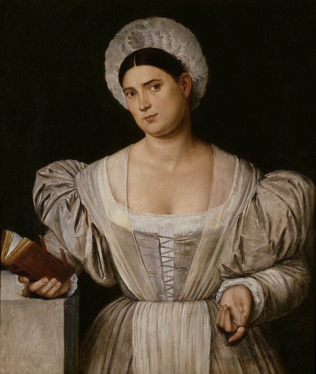 Portret van een vrouw (Agnese, de schoonzus van de schilder) door Bernardino Licinio