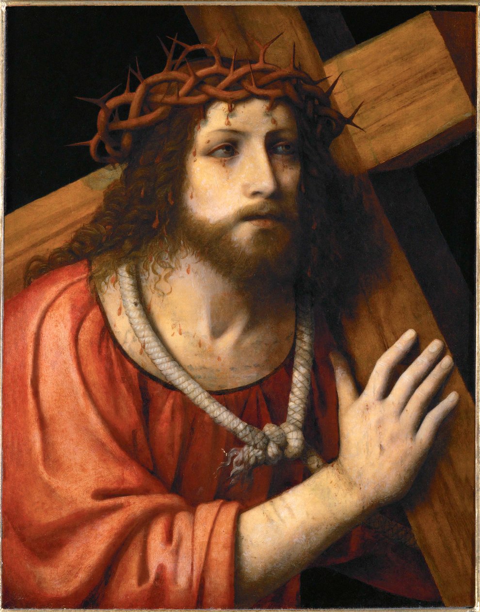 Christus draagt het kruis (populierenhout) door Bernardino Luini