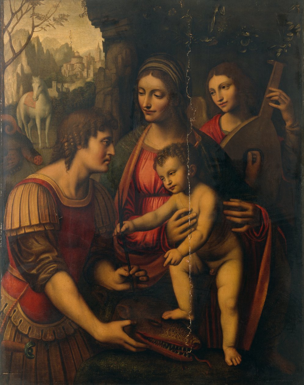 Madonna en Kind met Sint Joris en een Engel door Bernardino Luini