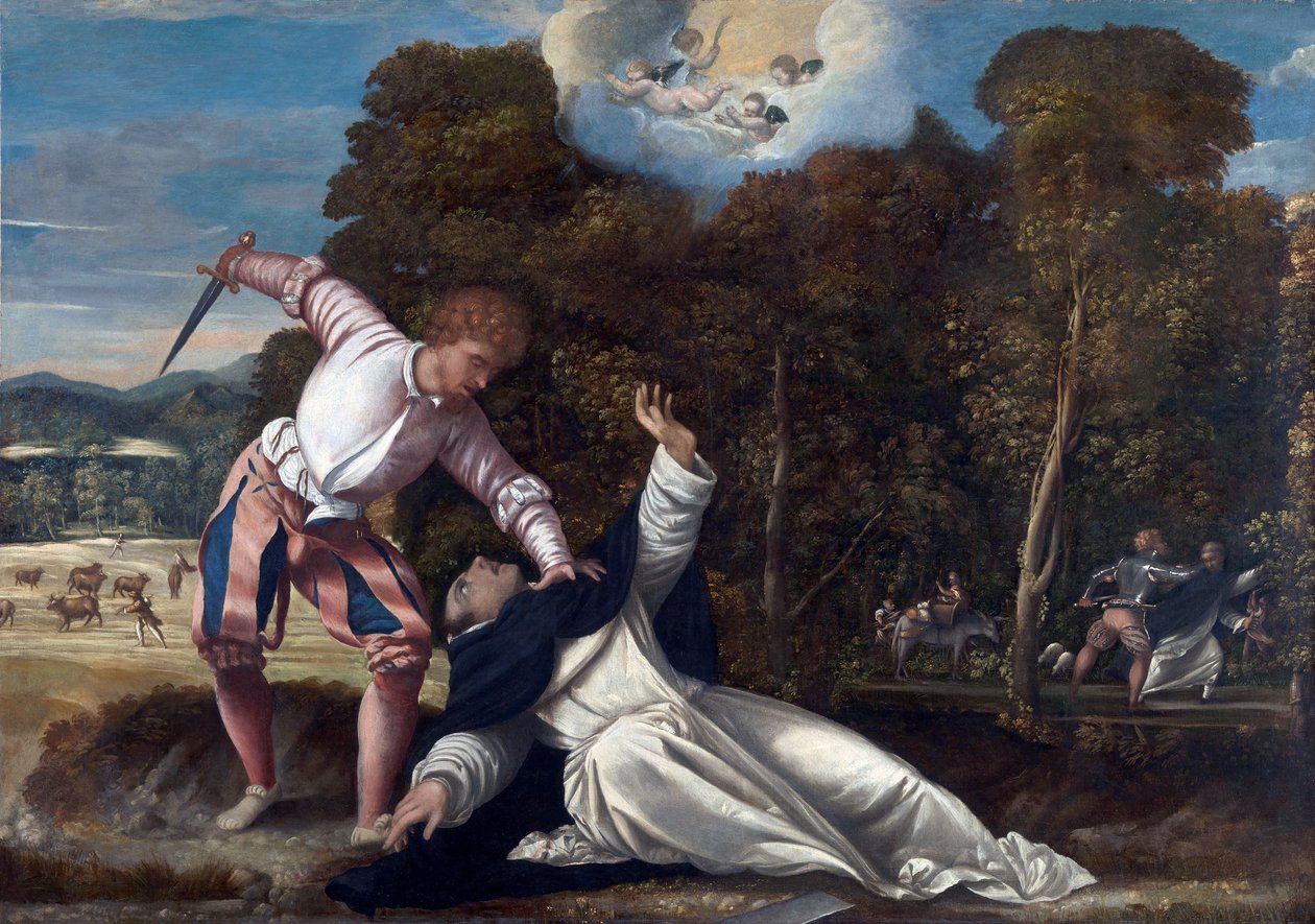 De dood van Sint-Pieter van Verona door Bernardino da Asola