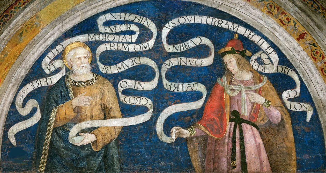 Petrus de Apostel en de profeet Jeremia door Bernardino di Betto (workshop of) Pinturicchio
