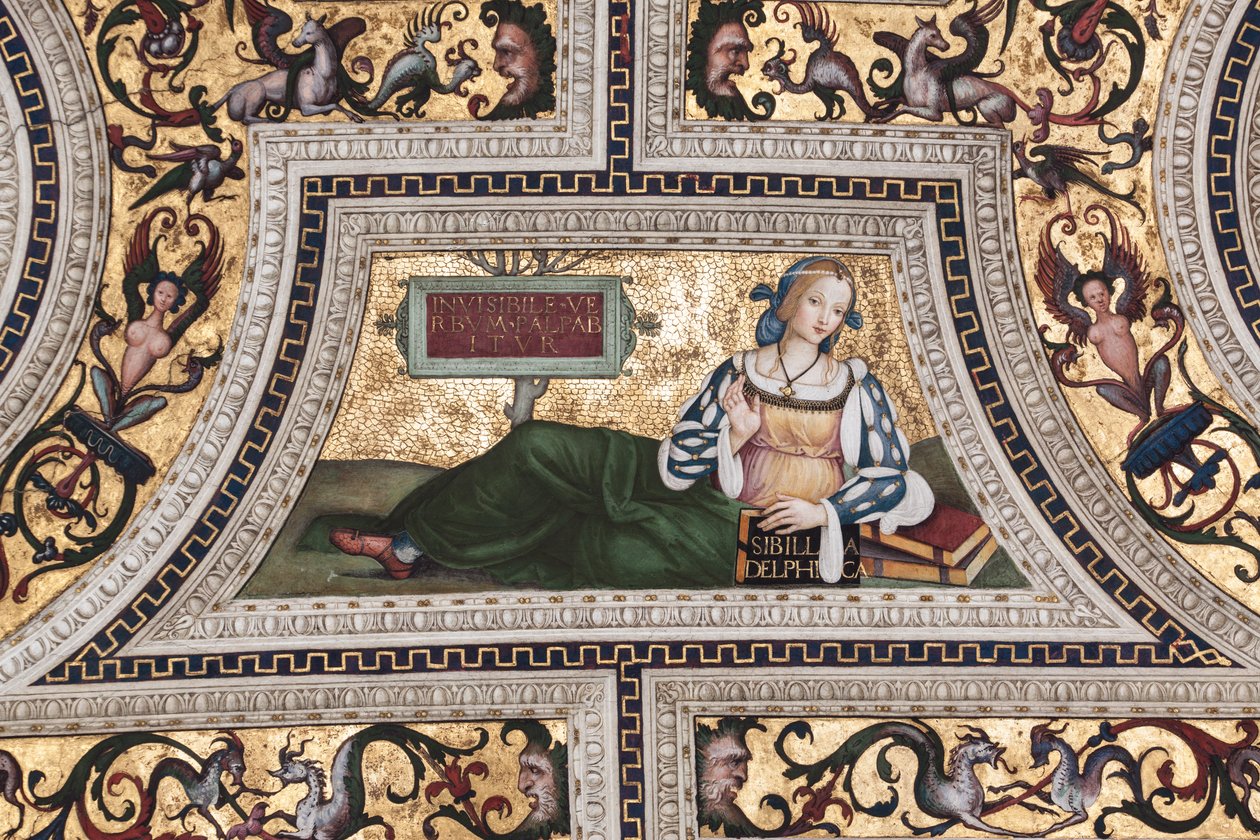 Delphische Sibylle, detail van De Sibyllen (fresco) door Bernardino di Betto Pinturicchio