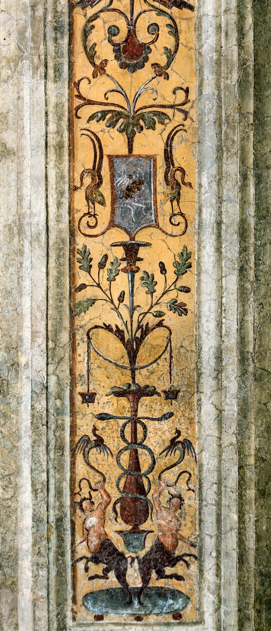 Detail van pilaster met groteske figuren door Bernardino di Betto Pinturicchio