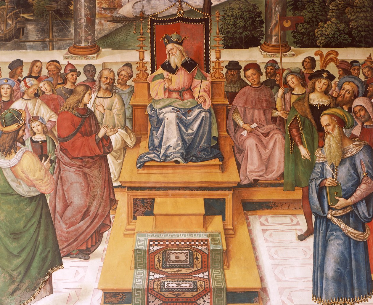 Enea Silvio Piccolomini ontmoet Koning Jacobus I van Schotland (detail) door Bernardino di Betto Pinturicchio