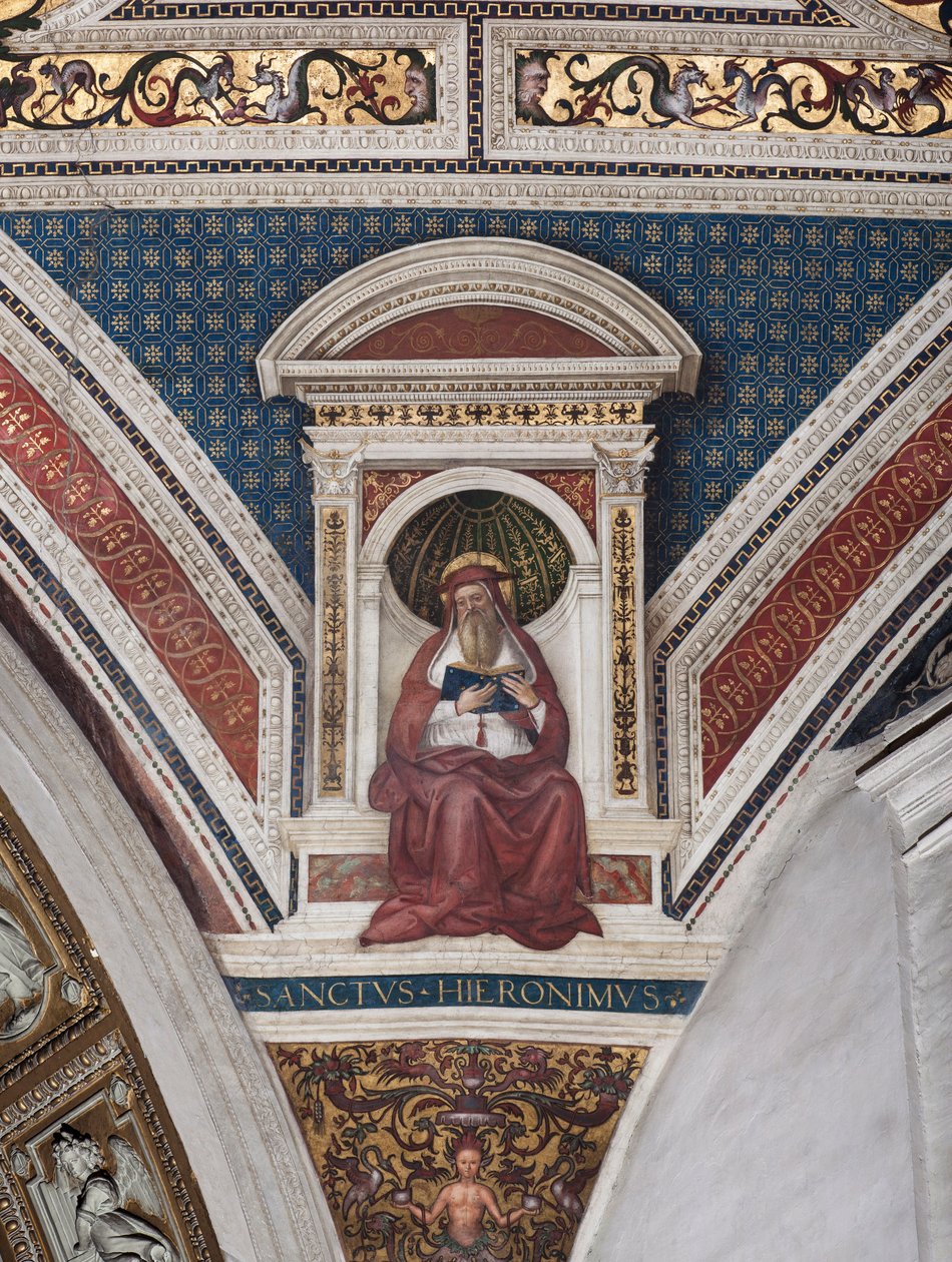 Sint Hiëronymus, detail (fresco) door Bernardino di Betto Pinturicchio