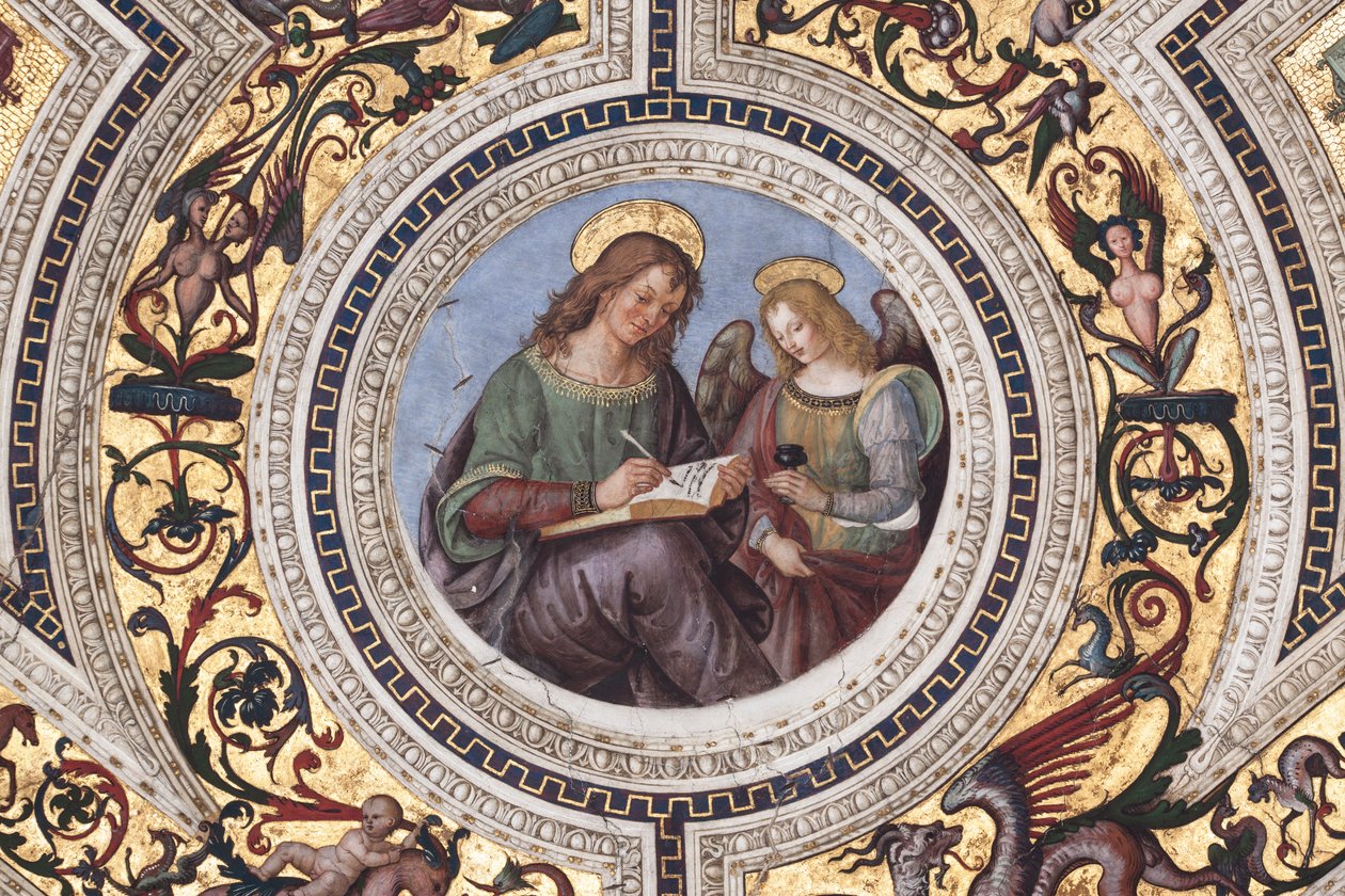 Sint Mattheüs (detail) door Bernardino di Betto Pinturicchio