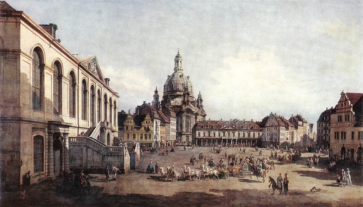 Nieuwe Marktplein in Dresden vanaf de Jüdenhof door Bernardo Bellotto