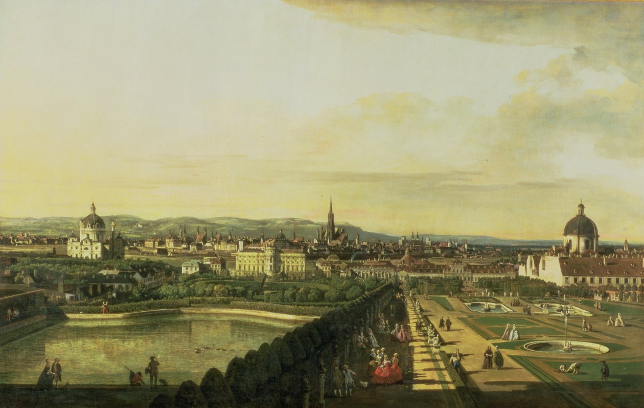 Het Belvedere vanuit Gesehen, Wenen door Bernardo Bellotto