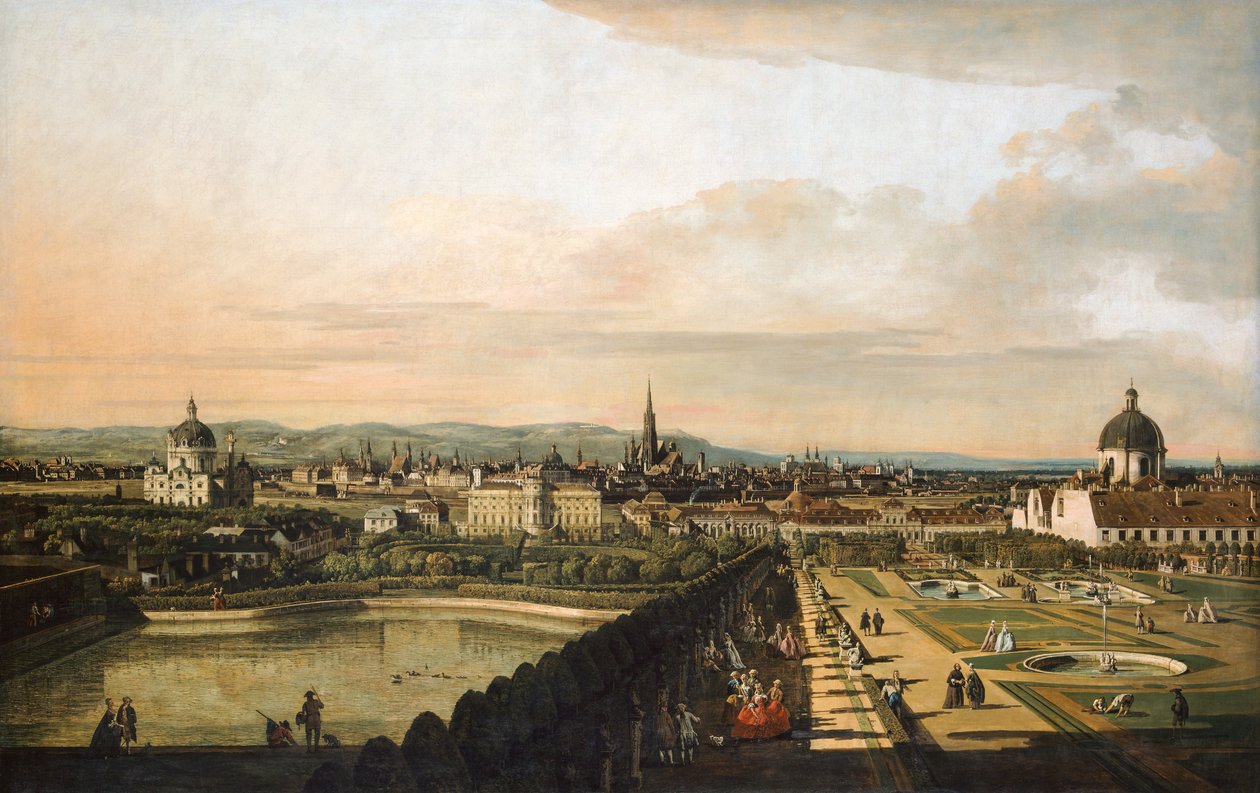 Wenen gezien vanaf het Belvedere Paleis door Bernardo Bellotto