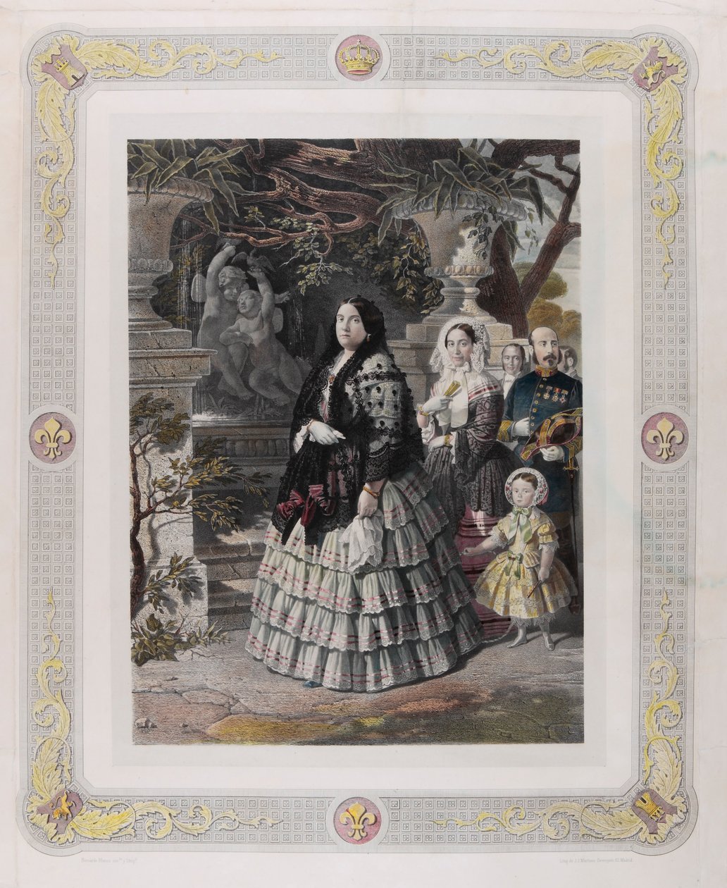 HARE MAJESTEIT KONINGIN ISABEL II. en haar doorluchtige dochter HARE DOORLUCHTIGE HOOGHEID DE PRINSES VAN AS... door Bernardo Blanco y Pérez