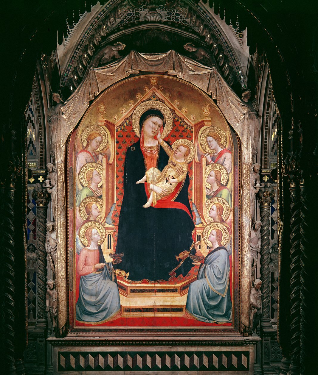 Madonna en Kind met Engelen, 1347 door Bernardo Daddi