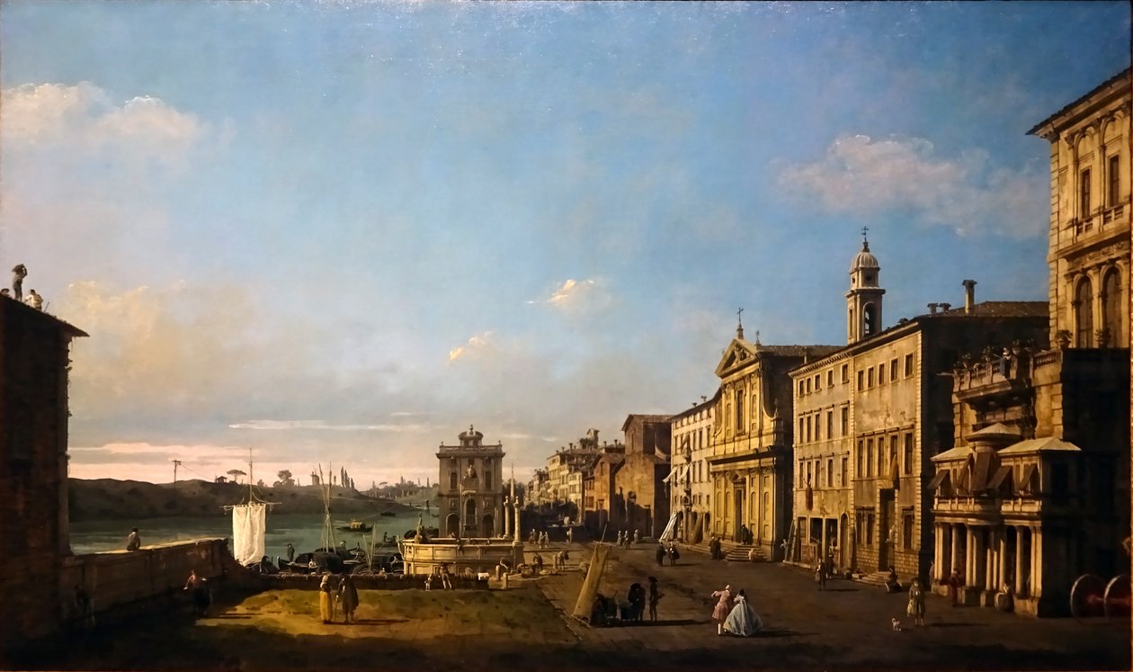 Bernardo Bellotto - Ansicht der Via di Ripetta in Rom, 1742-1744 door Bernardo Bellotto