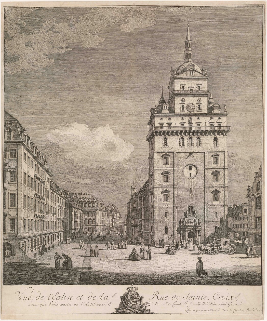 De voormalige Kreuzkirche in Dresden, blad uit de serie „Dresdner Veduten“ door Bernardo Bellotto
