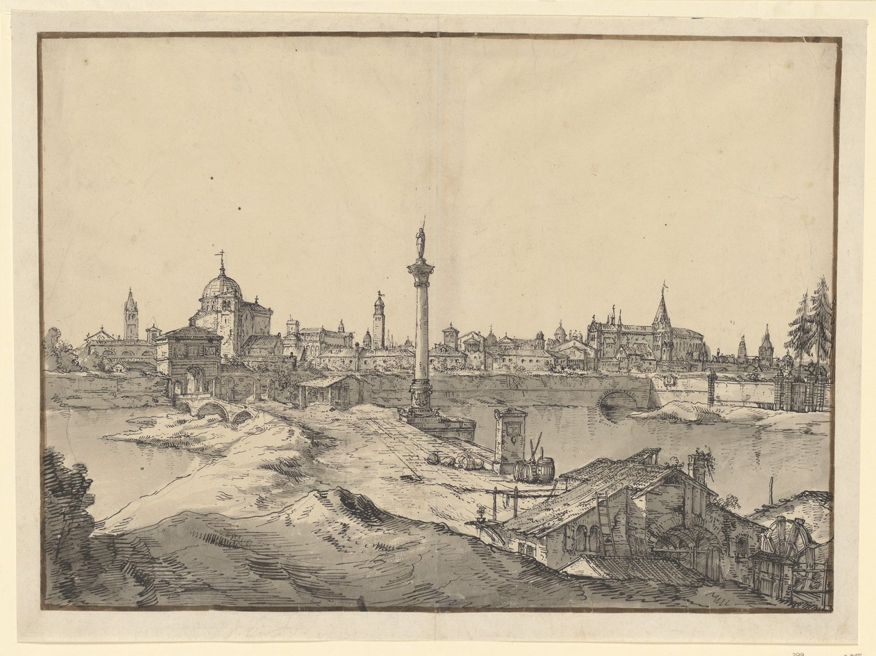 Denkbeeldig gezicht op Padua door Bernardo Bellotto