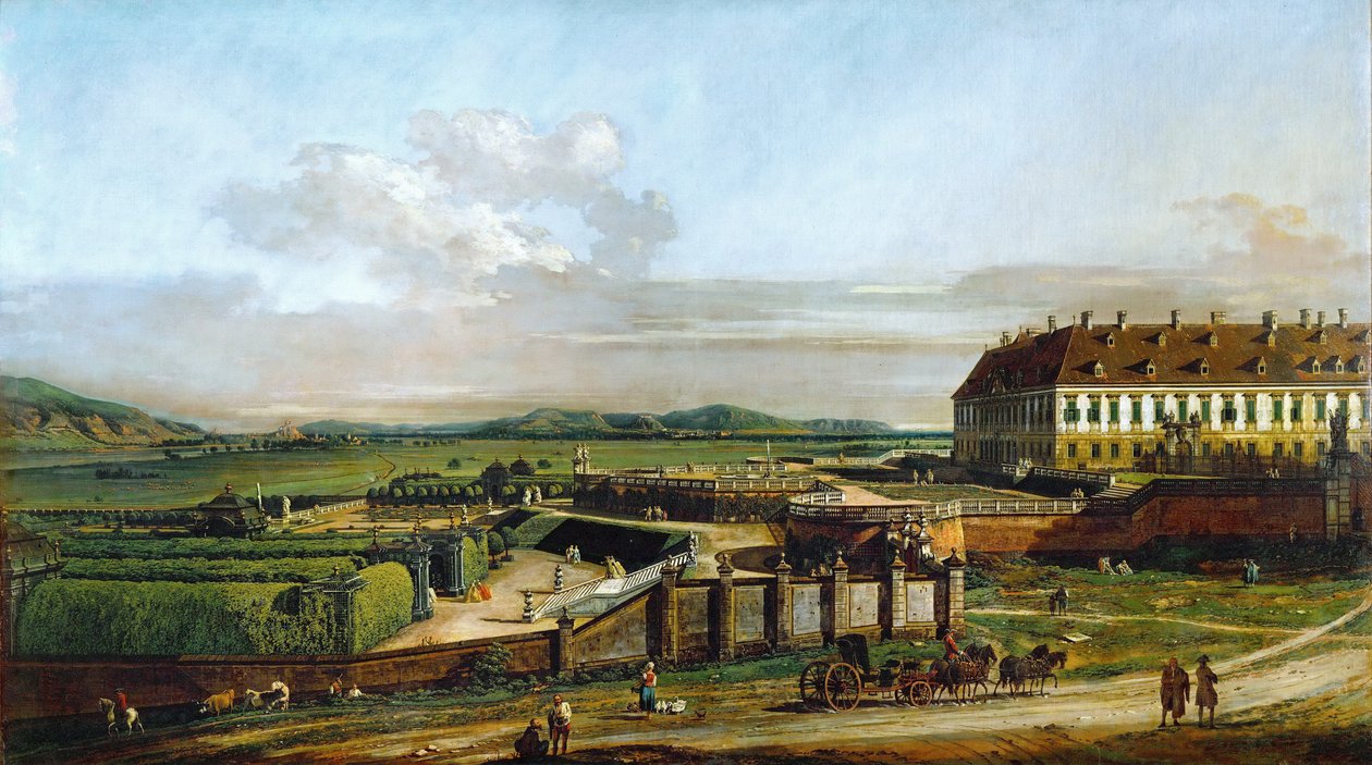 Kasteel Schlosshof gezien vanuit het noorden door Bernardo Bellotto