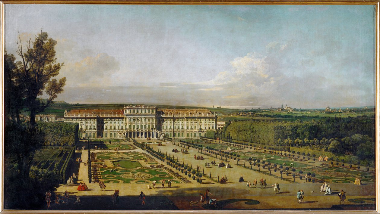 Kasteel Schönbrunn in Wenen, Oostenrijk, gezien vanuit de tuinen ... (olieverf op doek) door Bernardo Bellotto
