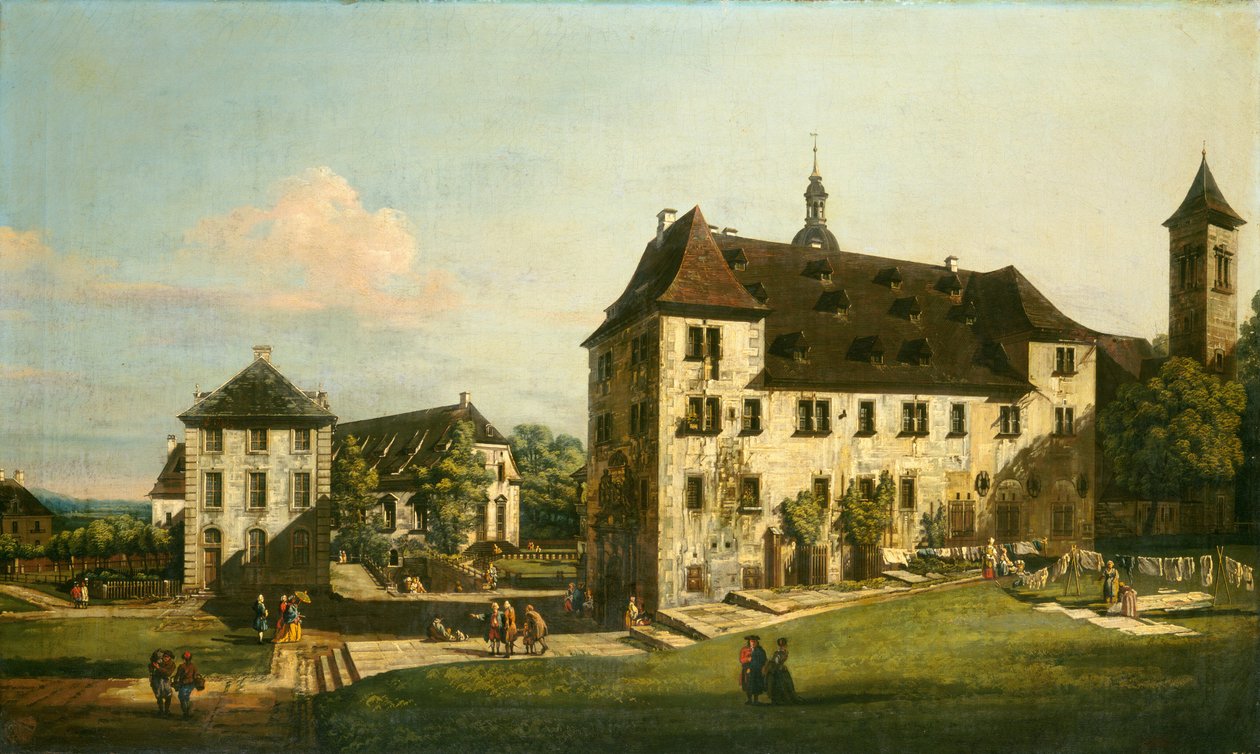 De vesting van Königstein: Binnenplaats met de Magdalenenburg door Bernardo Bellotto