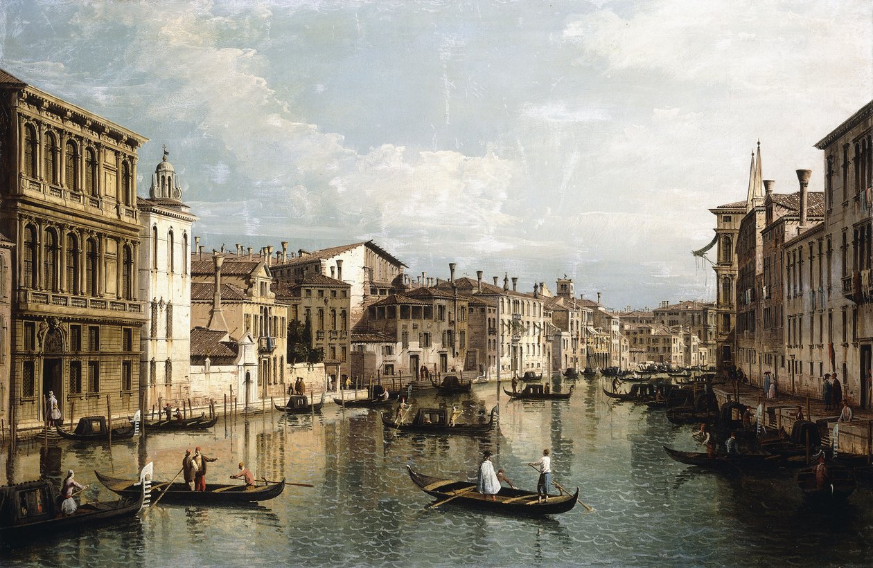 Het Canal Grande, Venetië, kijkend naar het oosten vanaf het Palazzo Flangini naar het Palazzo Venramin Calergi, ca. 1742 door Bernardo Bellotto