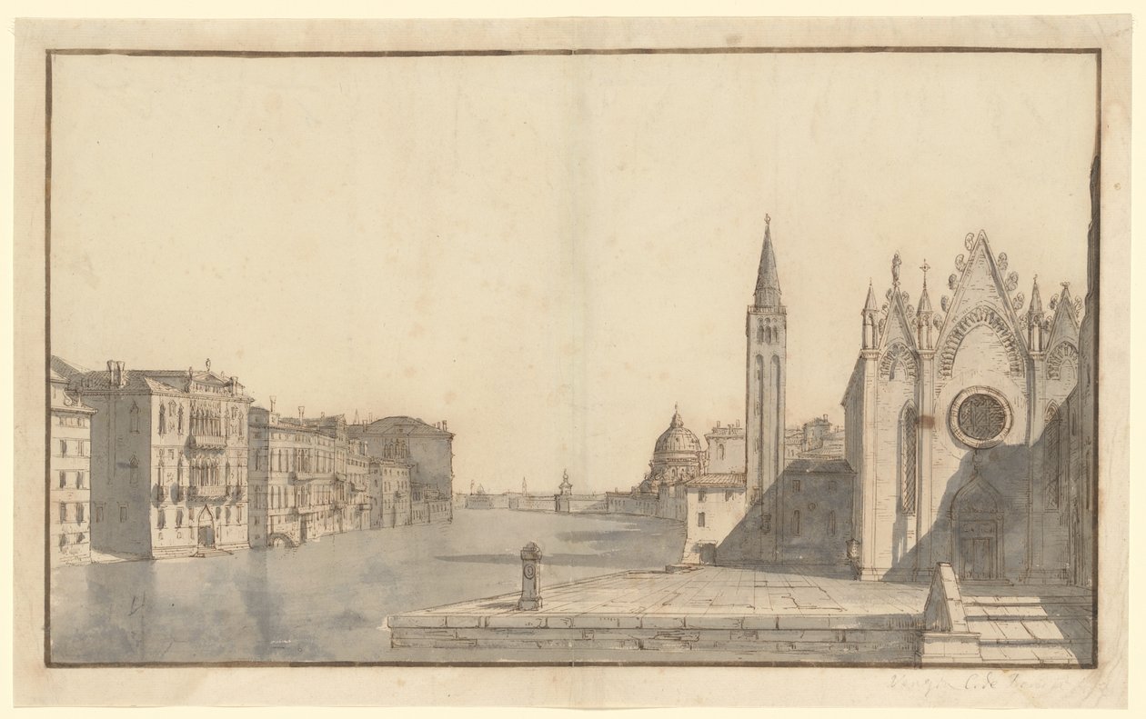 Het Canal Grande van de Carità tot de Dogana da Mar door Bernardo Bellotto