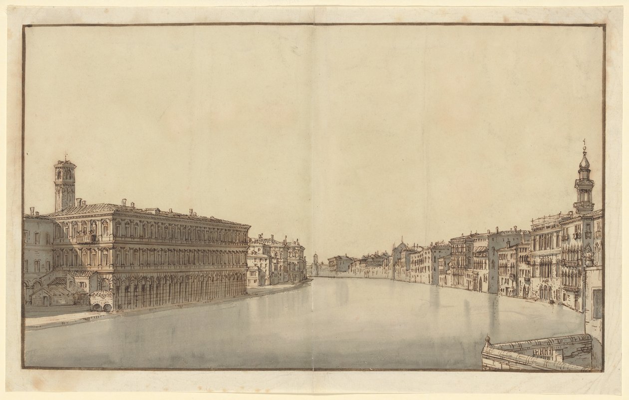 Het Canal Grande, met de Fabbriche Nuove links en de campanile van Santi Apostoli rechts door Bernardo Bellotto