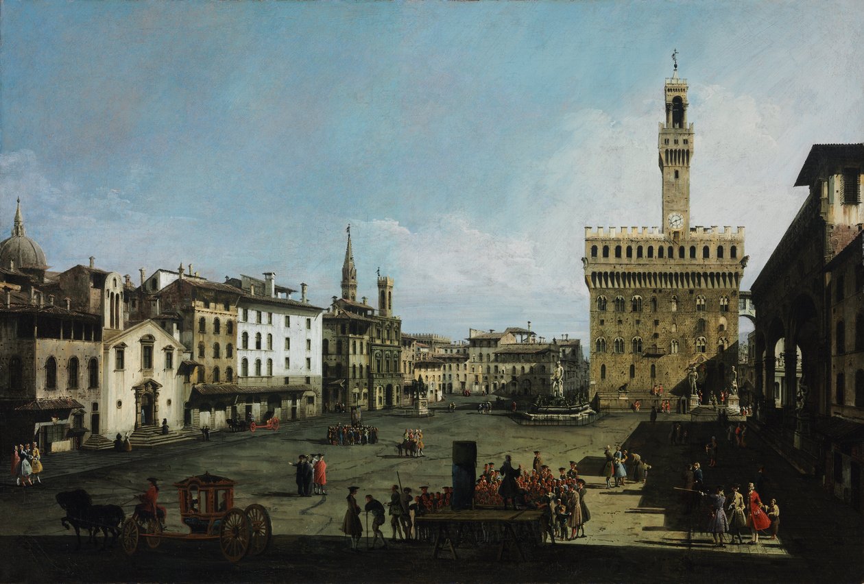 Het Piazza della Signoria in Florence door Bernardo Bellotto
