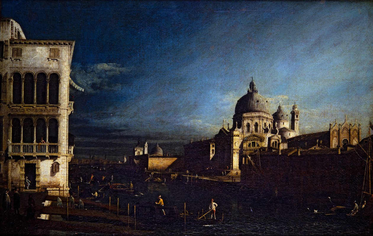 Twee Venetiaanse Zichten, Grand Canal en Molo naar het westen kijkend door Bernardo Bellotto