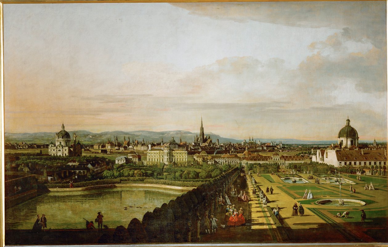 Wenen gezien vanaf de Belvedere ... (olieverf op doek) door Bernardo Bellotto