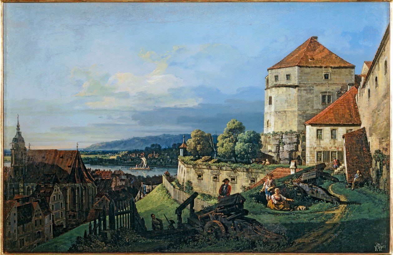 Uitzicht op Pirna, genomen vanaf kasteel Sonnenstein ... door Bernardo Bellotto
