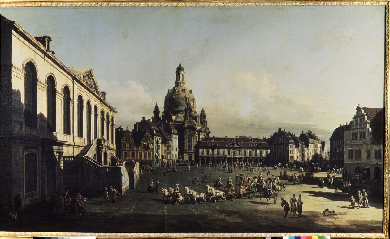 Uitzicht op de Neumarkt in Dresden door Bernardo Bellotto
