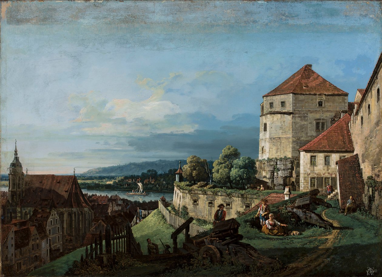 Uitzicht op Pirna in Saksen door Bernardo Bellotto