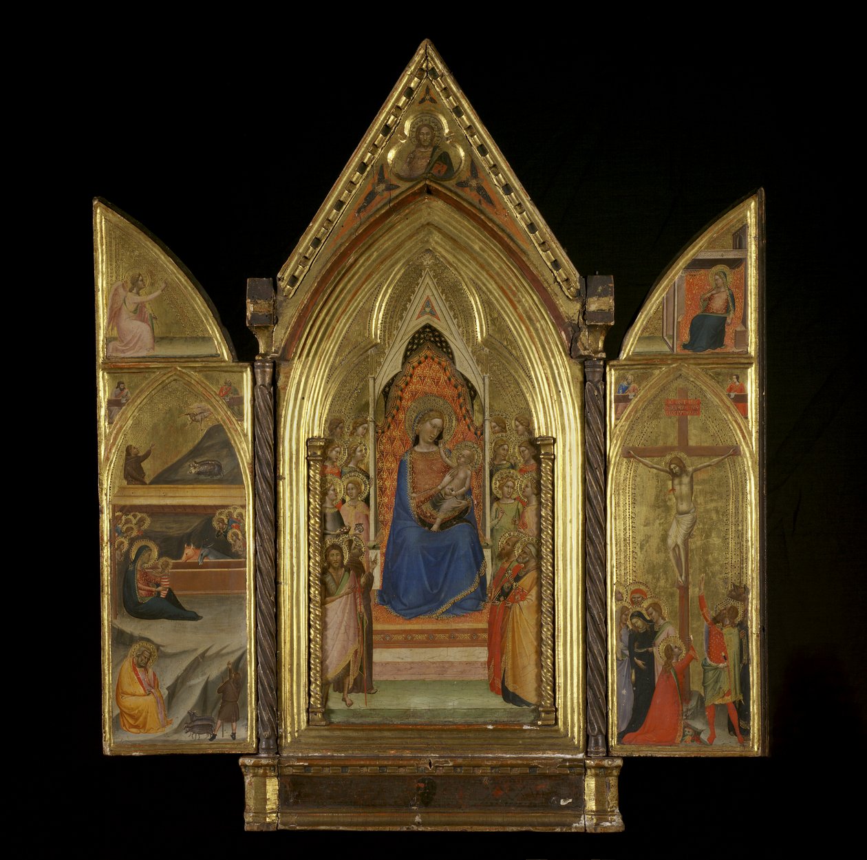 De Maagd en Kind op de Troon met Heiligen (middenpaneel) (recto) door Bernardo Daddi