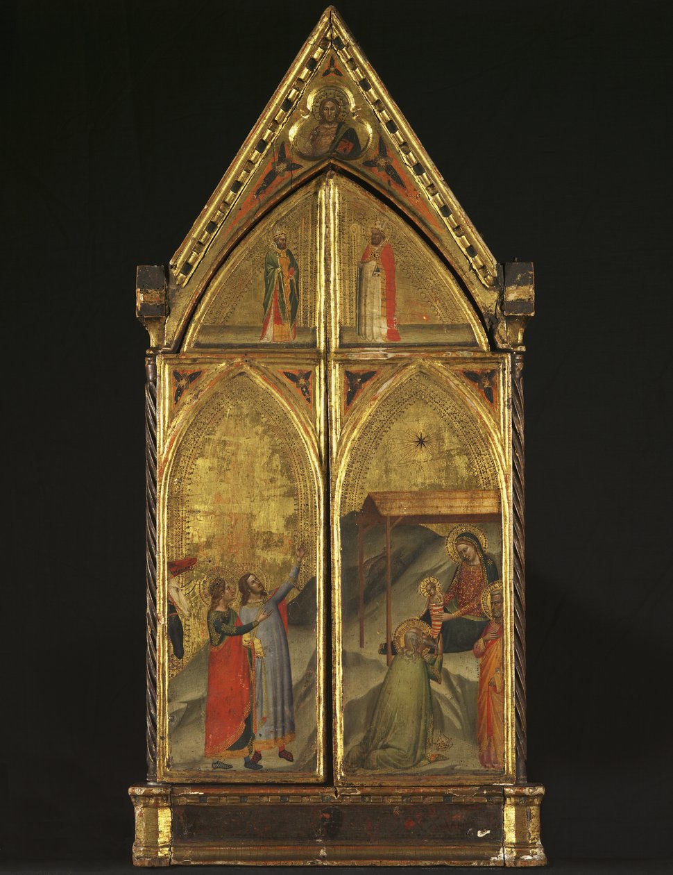 Drieluik - De Maagd en Kind op de Troon met Heiligen, 1338 door Bernardo Daddi