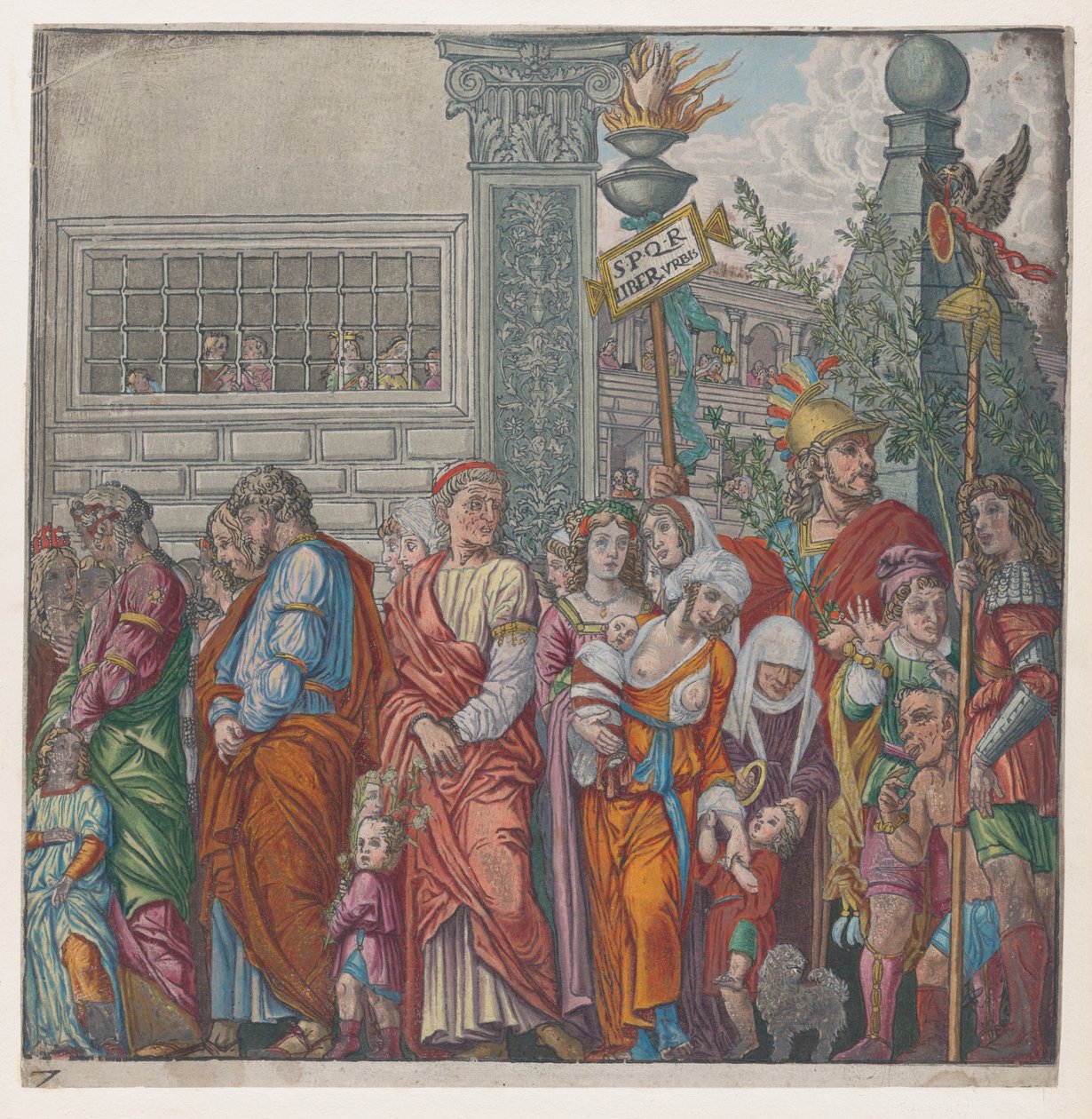 Blad 7: processie, uit De Triomf van Julius Caesar, 1599 door Bernardo Malpizzi