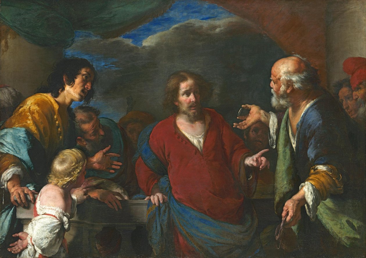De gelijkenis van de rentepenning door Bernardo Strozzi