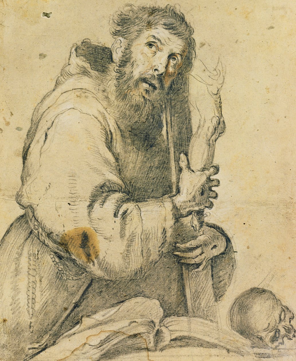 Sint Franciscus met een Kruisbeeld in Zijn Armen door Bernardo Strozzi