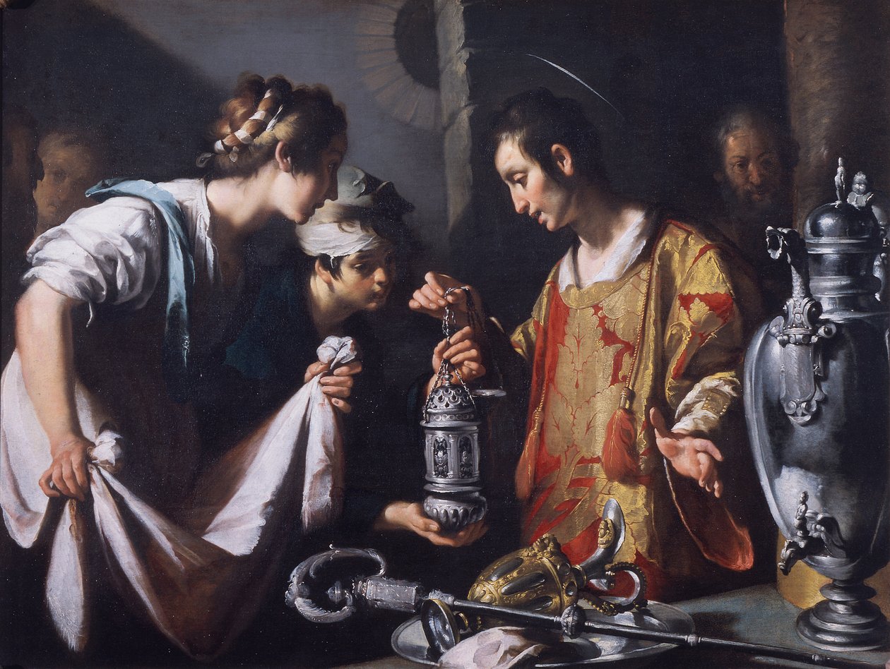 St. Lawrence die de rijkdommen van de kerk verdeelt, ca. 1625 (olieverf op doek) door Bernardo Strozzi
