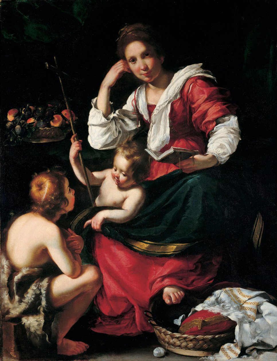 Maagd en kind met Johannes de Doper als jongen, c. 1620 door Bernardo Strozzi