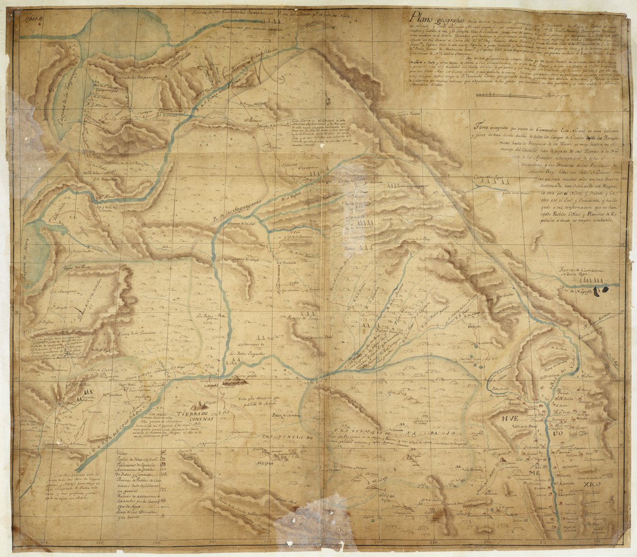 Kaart van het grootste deel van New Mexico, en een deel van Boven-Californië door Bernardo de Miera y Pacheco